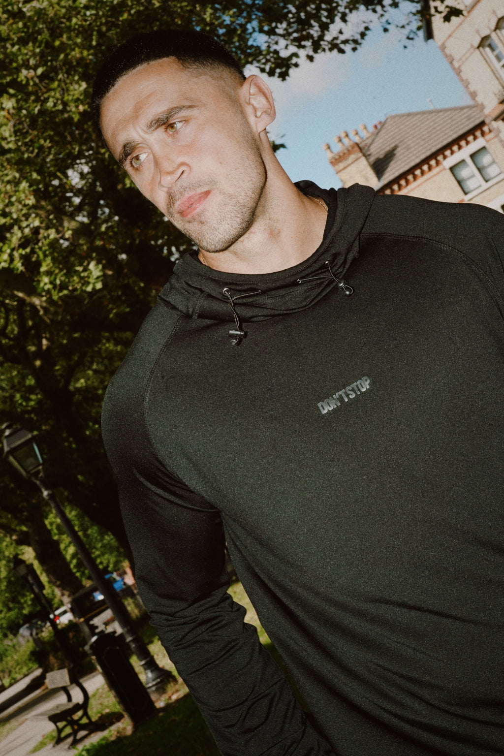 Jet Black Hooded Long Sleeve Top