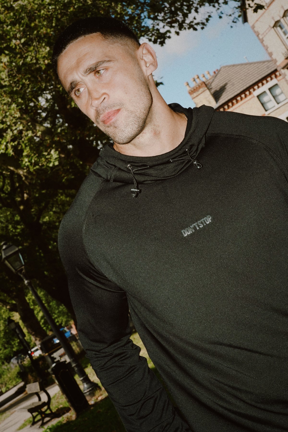 Jet Black Hooded Long Sleeve Top