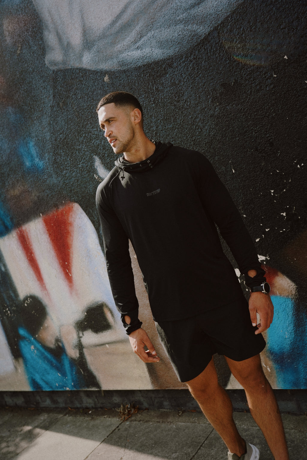 Jet Black Hooded Long Sleeve Top