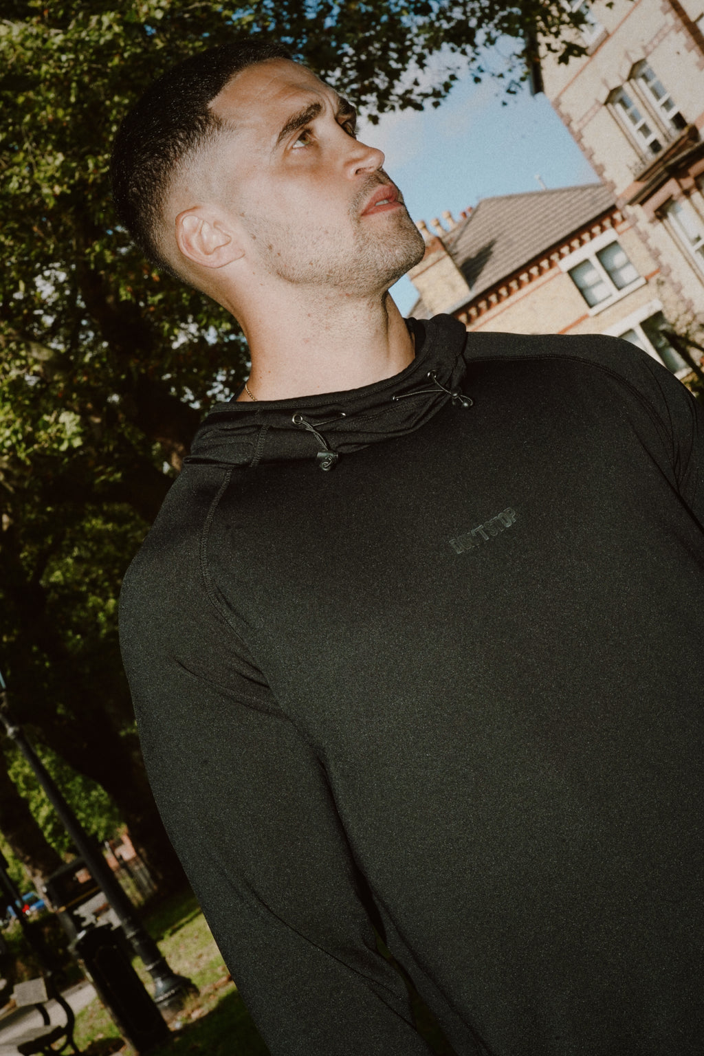 Jet Black Hooded Long Sleeve Top