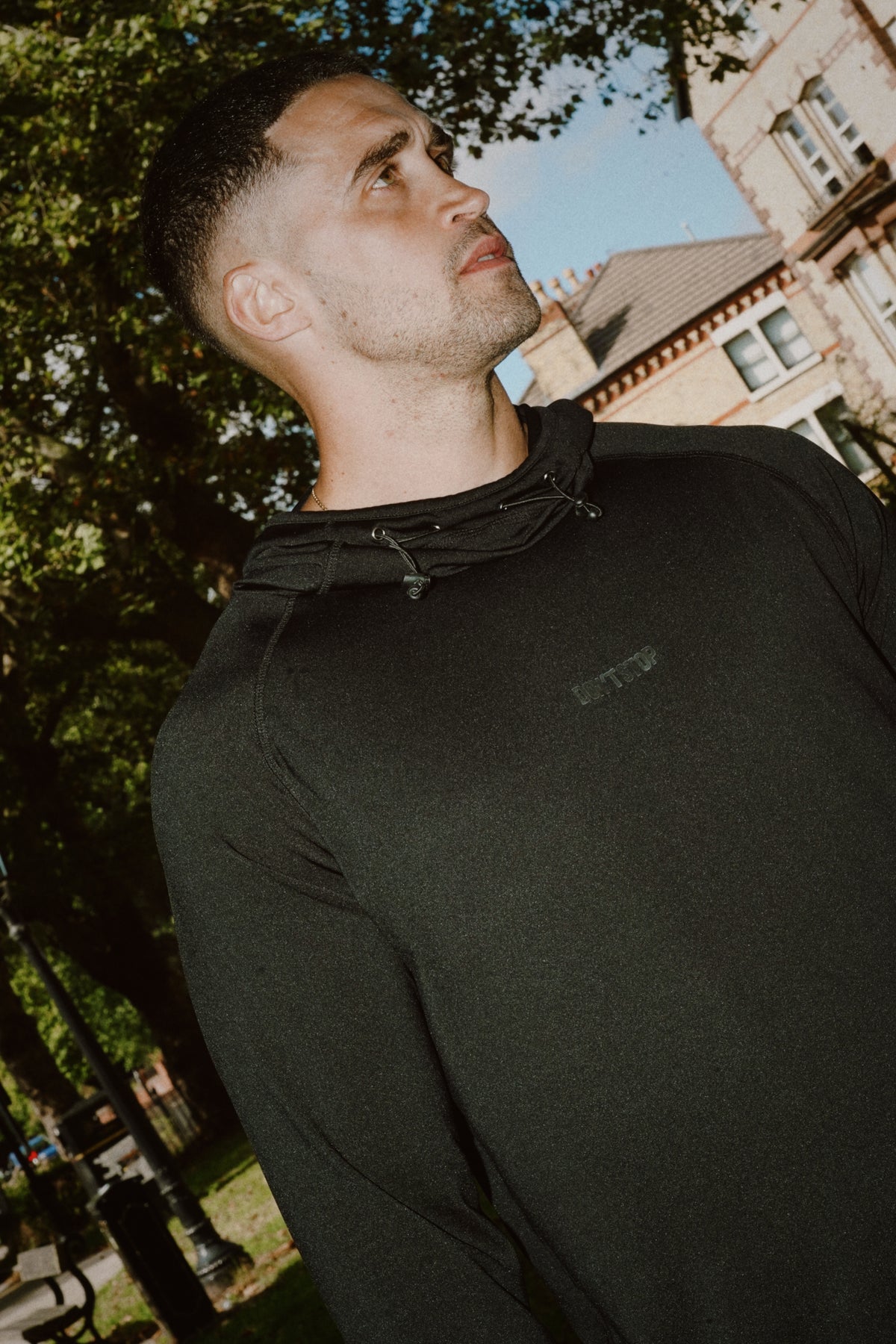 Jet Black Hooded Long Sleeve Top
