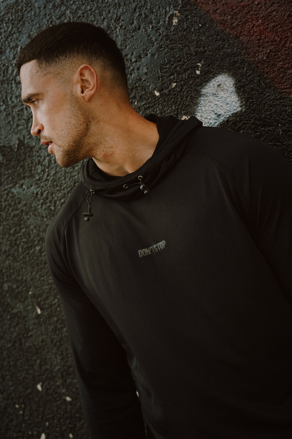 Jet Black Hooded Long Sleeve Top